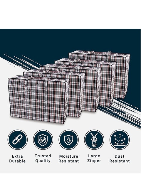 Pack of 4 Strong Storage Laundry Bags – Big Moving/Shopping Bags with Zipper & Handles - Reusable Storage Zip Bag, Extra Large Heavy Duty Nylon Organizer Bags for Quilts Blankets Pillows Cloths