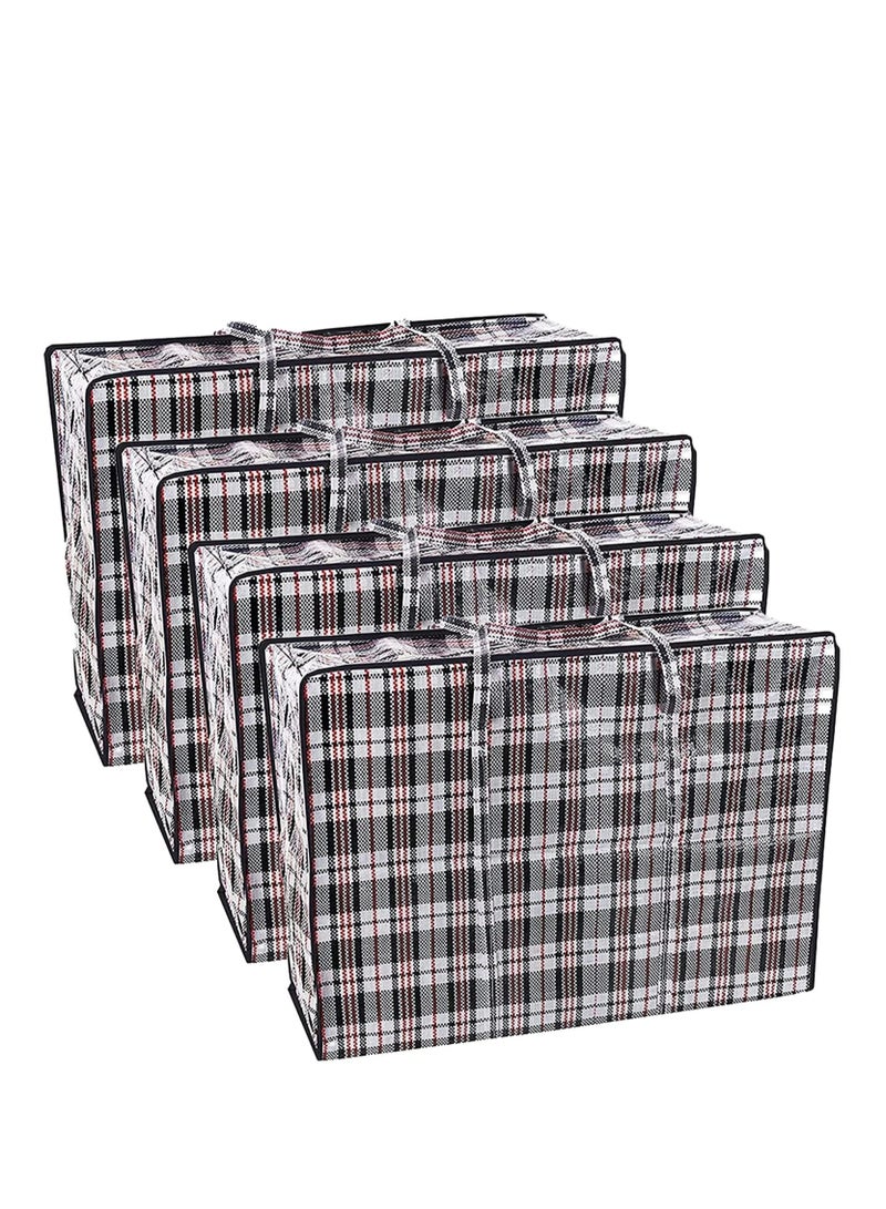 DUNISO مجموعة من 4 أكياس تخزين قوية للغسيل - أكياس كبيرة للنقل/التسوق بسحاب ومقابض - حقيبة تخزين بسحاب قابلة لإعادة الاستخدام، حقائب تنظيم كبيرة جدًا من النايلون المتين للأغطية والبطانيات والوسائد والأقمشة - Image 3