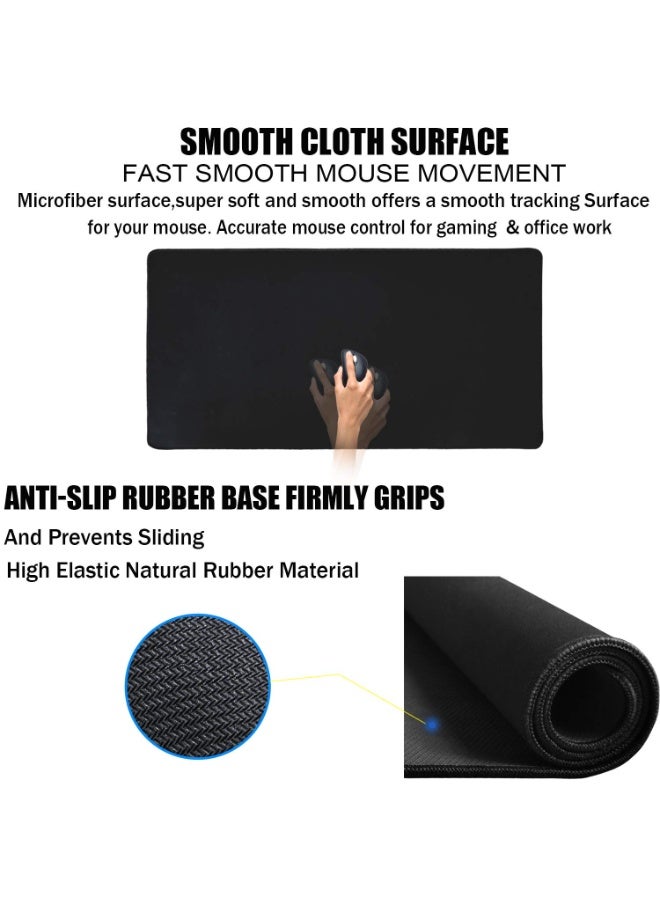 Large Mouse Pad, Gaming Mouse Pad, Long Mouse Pads, Waterproof Extra Large Big Mouse Pad with Stitched Edge, XXL Non-Slip Black Computer Mousepad Desk Mat for Gamer, Office & Home, Black - Image 3