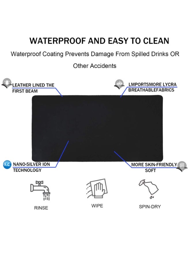 Large Mouse Pad, Gaming Mouse Pad, Long Mouse Pads, Waterproof Extra Large Big Mouse Pad with Stitched Edge, XXL Non-Slip Black Computer Mousepad Desk Mat for Gamer, Office & Home, Black - Image 4