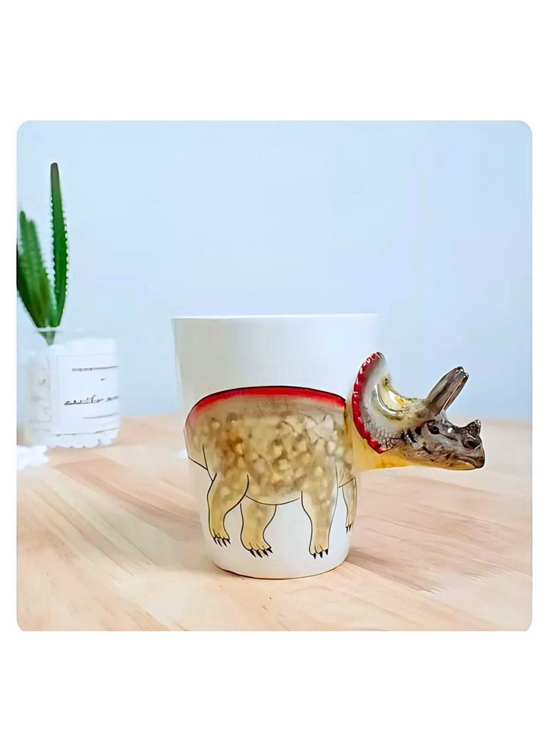 SOLARAE - 3D Triceratops Dinosaur Mug – Fun Ceramic Coffee Cup with Sculpted Handle - Image 1