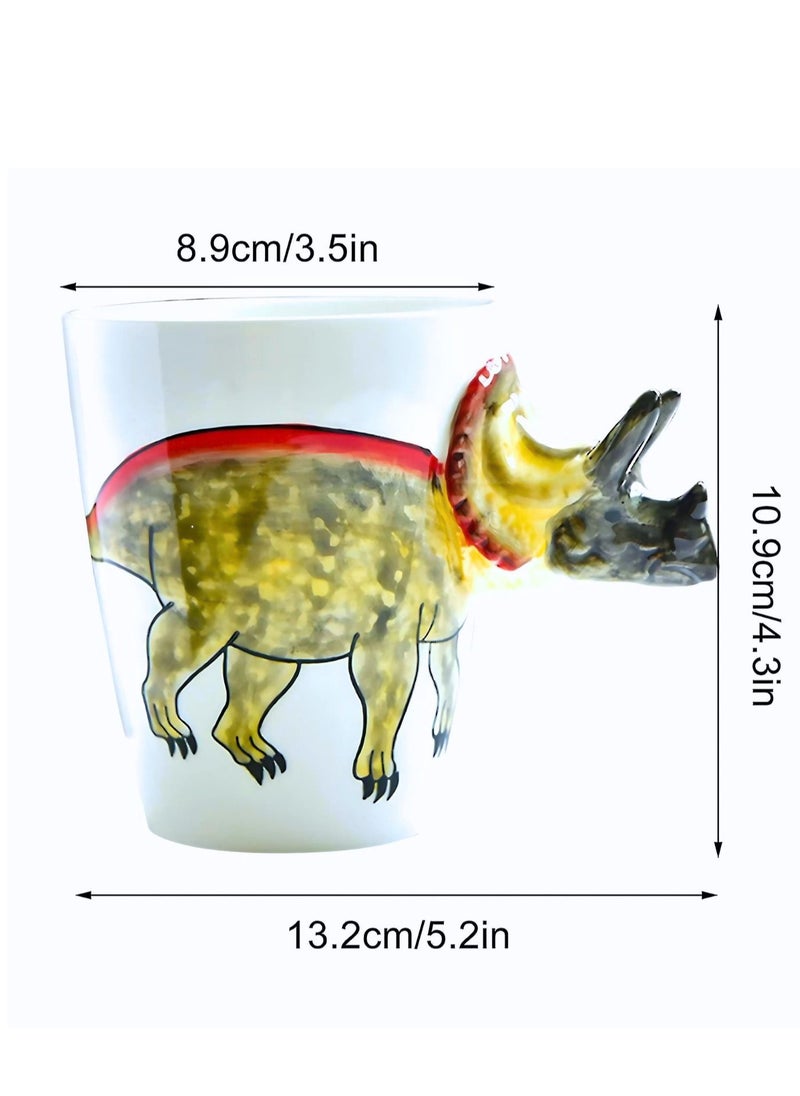SOLARAE - 3D Triceratops Dinosaur Mug – Fun Ceramic Coffee Cup with Sculpted Handle - Image 1