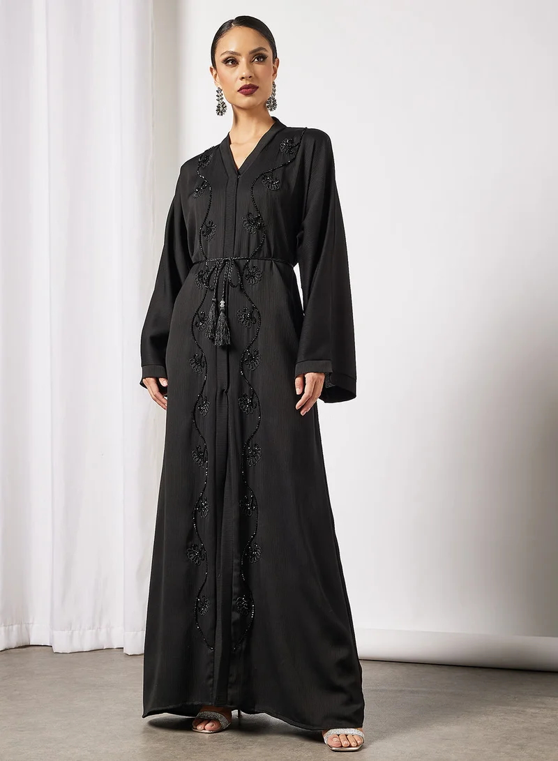 Hayat Abaya Dress With Front Handwork Embellishment