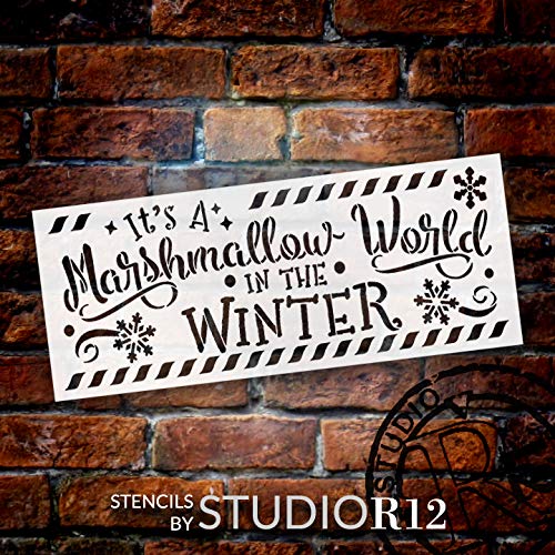 Studio R 12 Marshmallow World Winter Stencil by StudioR12 | DIY Christmas Holiday Home Decor | Craft & Paint Wood Sign Reusable Mylar Template | Snowflake Wonderland Gift Select Size (13.5 inches x 5.5 inches) - Image 2