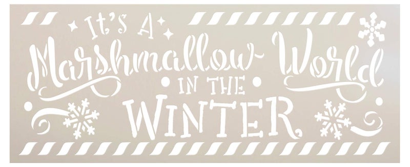 Studio R 12 Marshmallow World Winter Stencil by StudioR12 | DIY Christmas Holiday Home Decor | Craft & Paint Wood Sign Reusable Mylar Template | Snowflake Wonderland Gift Select Size (13.5 inches x 5.5 inches) - Image 1