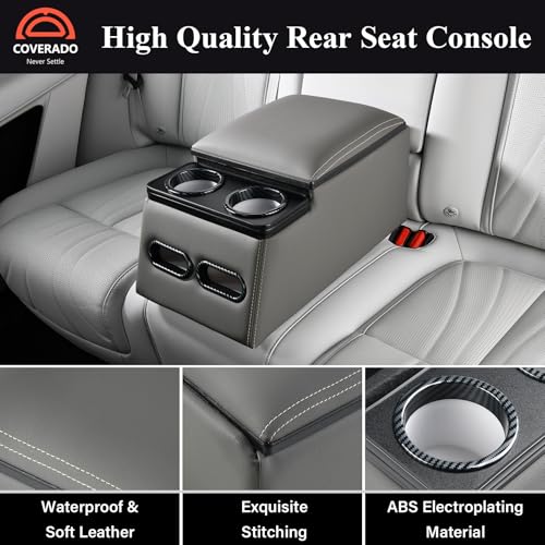 Coverado Car Center Console, Universal Bench Seat Center Consoles, Center Console for Van, Back Seat Storage Box, Rear Seat Car Console Organizer with Cup Holder, Central Armrest Box (Regular, Gray) - Image 3