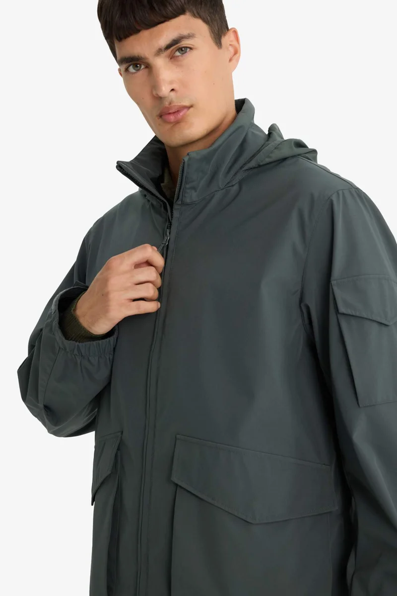 Defacto  Regular Fit Stand Collar Zippered Waterproof Jacket for Men | Best Price UAE