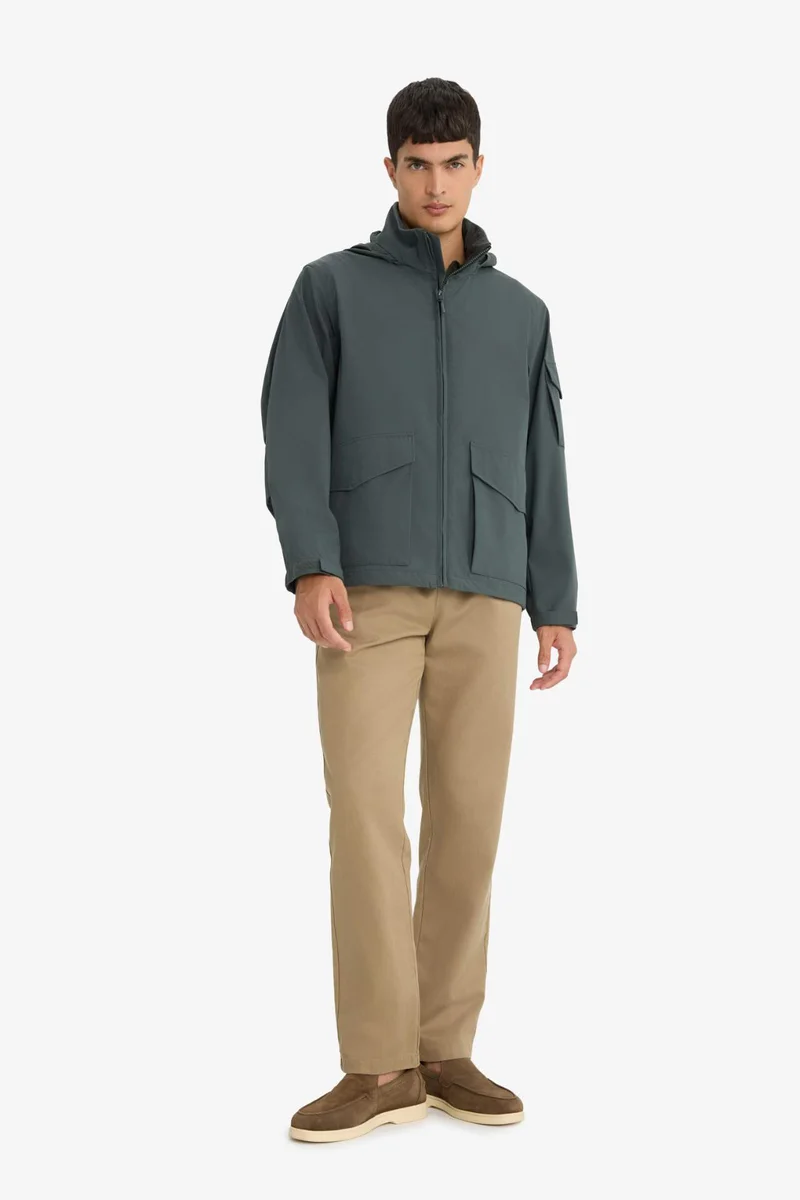Defacto  Regular Fit Stand Collar Zippered Waterproof Jacket for Men | Best Price UAE