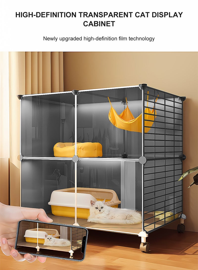 Kidle قفص قطط منزلي داخلي فيلا قطط صغيرة بيت قطط سرير قطط صندوق فضلات مدمج لا يشغل مساحة - Image 5