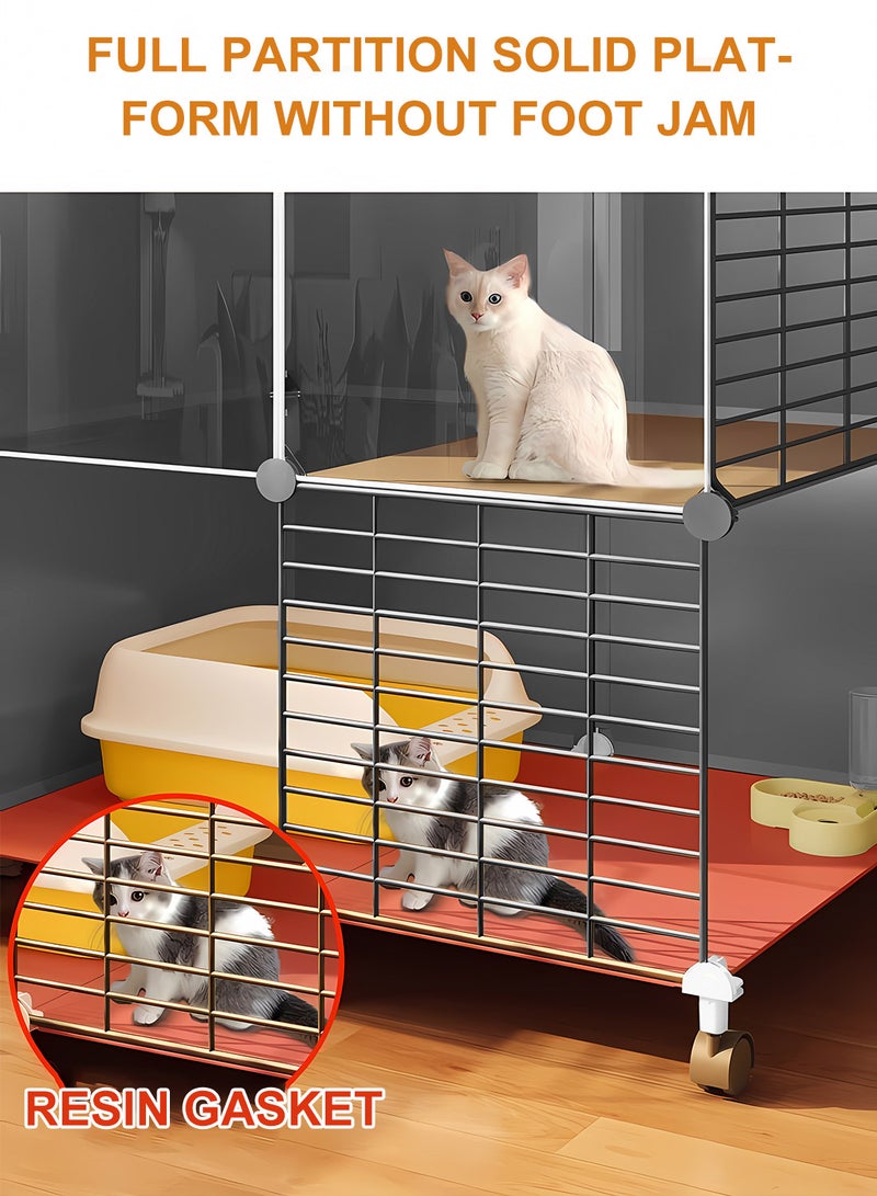 Kidle قفص قطط منزلي داخلي فيلا قطط صغيرة بيت قطط سرير قطط صندوق فضلات مدمج لا يشغل مساحة - Image 3