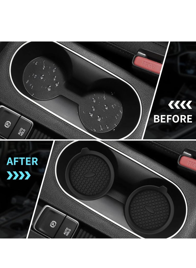 Car Coasters 4 Pack Silicone Car Cup Coasters Cup Mats Universal Non Slip Recessed Car Interior Accessories Car Cup Holder Insert Coasters Black - Image 4