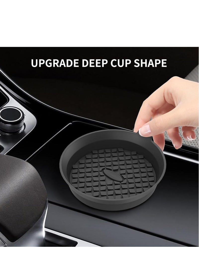 Car Coasters 4 Pack Silicone Car Cup Coasters Cup Mats Universal Non Slip Recessed Car Interior Accessories Car Cup Holder Insert Coasters Black - Image 2