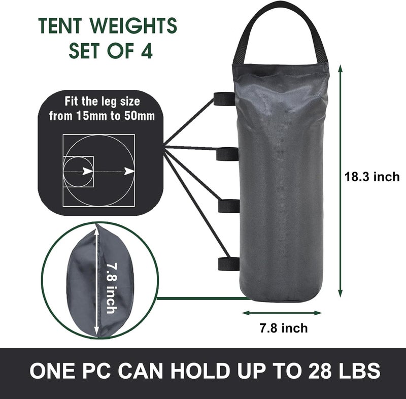 Eurmax USA Weight Capacity 112 LBS Extra Large Pop up Gazebo Weights Sand Bags for Pop up Canopy Tent Pergola Outdoor Instant Canopies,Sand Bags Without Sand, 4-Pack,(Gray) - Image 2