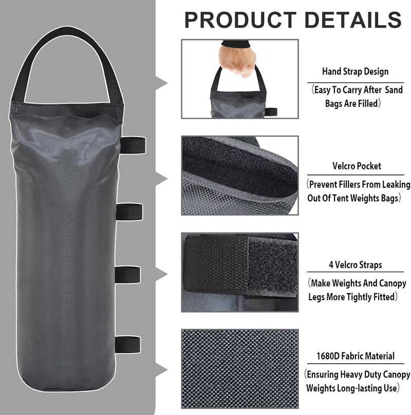 Eurmax USA Weight Capacity 112 LBS Extra Large Pop up Gazebo Weights Sand Bags for Pop up Canopy Tent Pergola Outdoor Instant Canopies,Sand Bags Without Sand, 4-Pack,(Gray) - Image 3