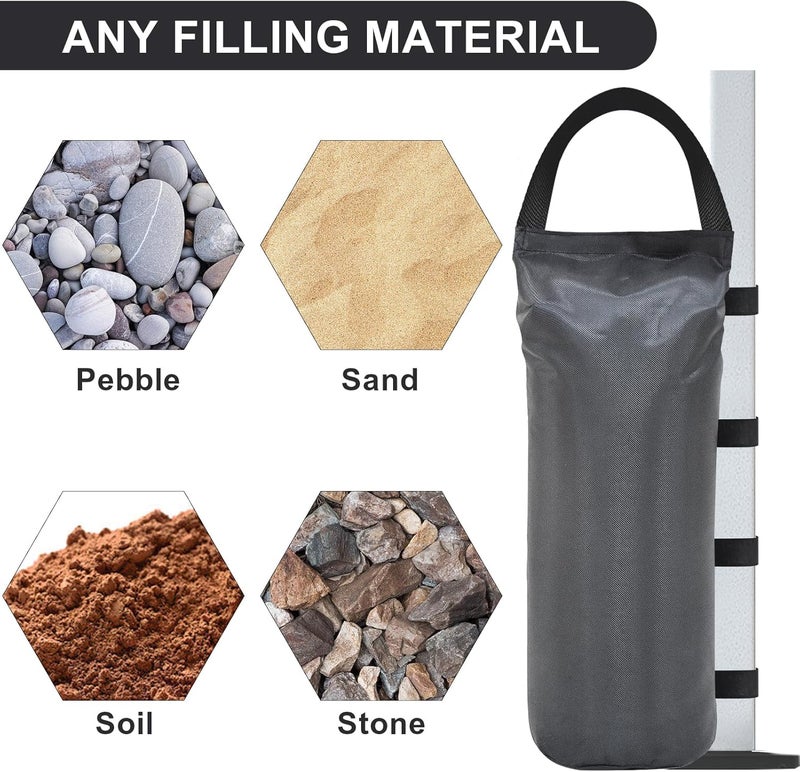 Eurmax USA Weight Capacity 112 LBS Extra Large Pop up Gazebo Weights Sand Bags for Pop up Canopy Tent Pergola Outdoor Instant Canopies,Sand Bags Without Sand, 4-Pack,(Gray) - Image 4