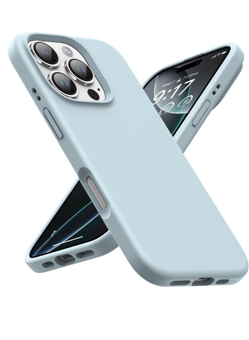 حافظة سيليكون ناعمة فاخرة لجهاز آيفون 16 برو - واقي كامل الجسم بلمسة ناعمة باللون الأزرق السماوي - Image 1