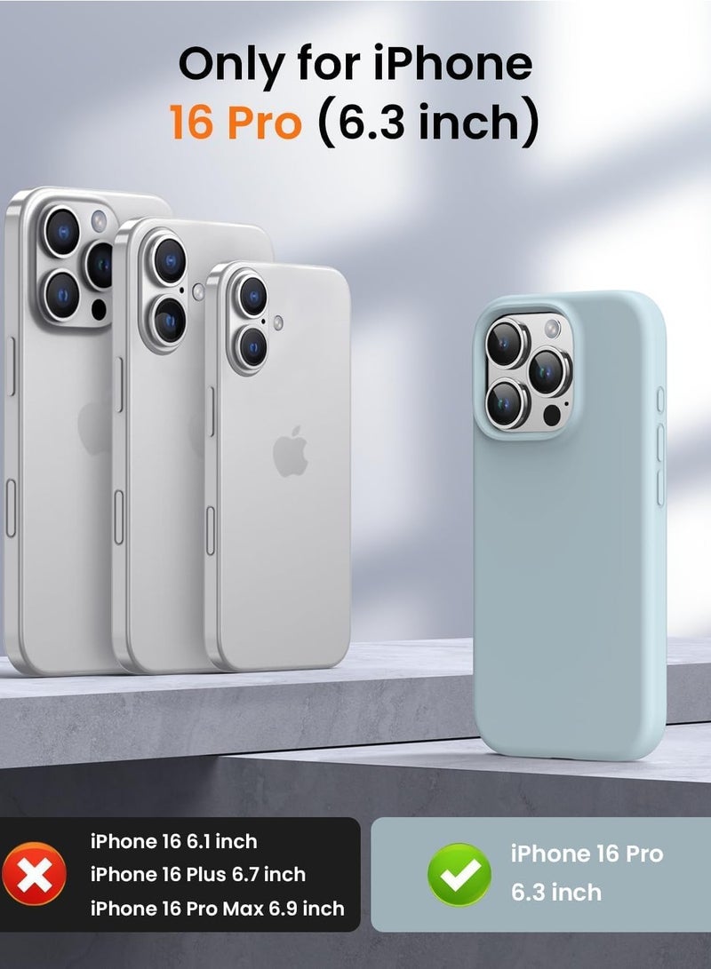 حافظة سيليكون ناعمة فاخرة لجهاز آيفون 16 برو - واقي كامل الجسم بلمسة ناعمة باللون الأزرق السماوي - Image 2