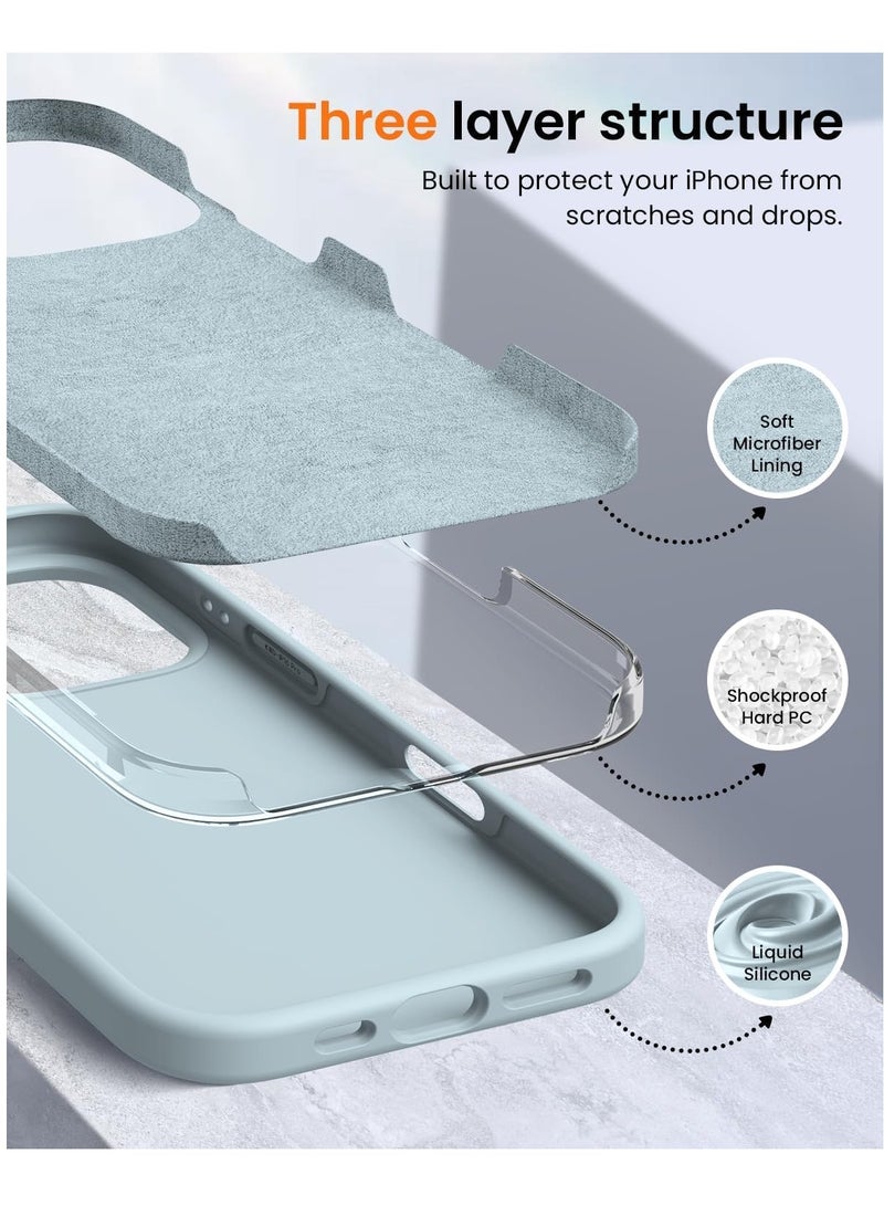 حافظة سيليكون ناعمة فاخرة لجهاز آيفون 16 برو - واقي كامل الجسم بلمسة ناعمة باللون الأزرق السماوي - Image 4