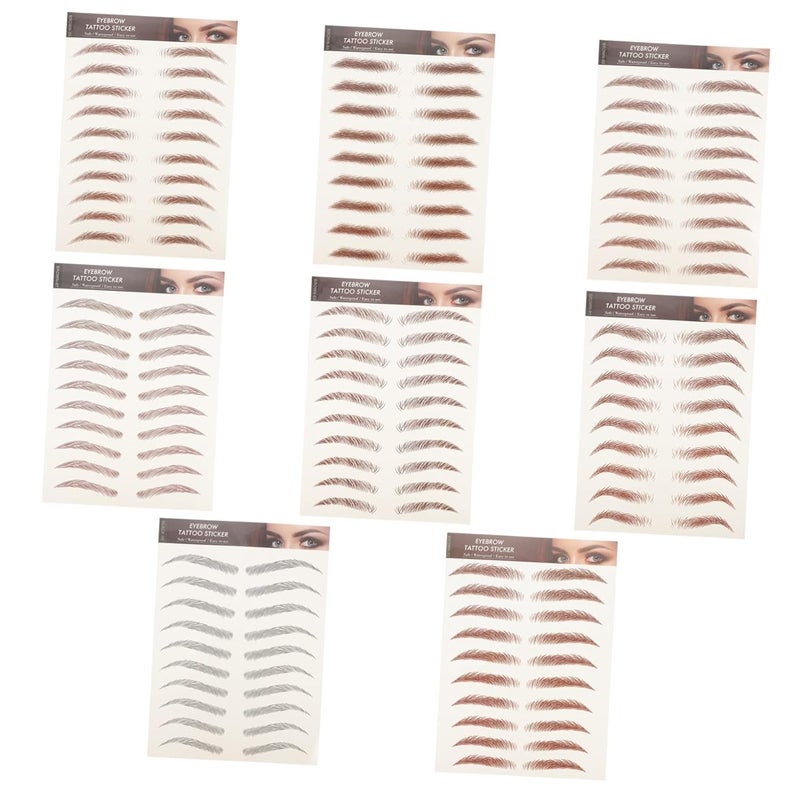 Healifty 8 Sheets Fake Eyebrow Stickers for Women Realistic Temporary Eyebrow Transfers Natural Look Tattoo Decals for Sparse Brows Easy Application - Image 1