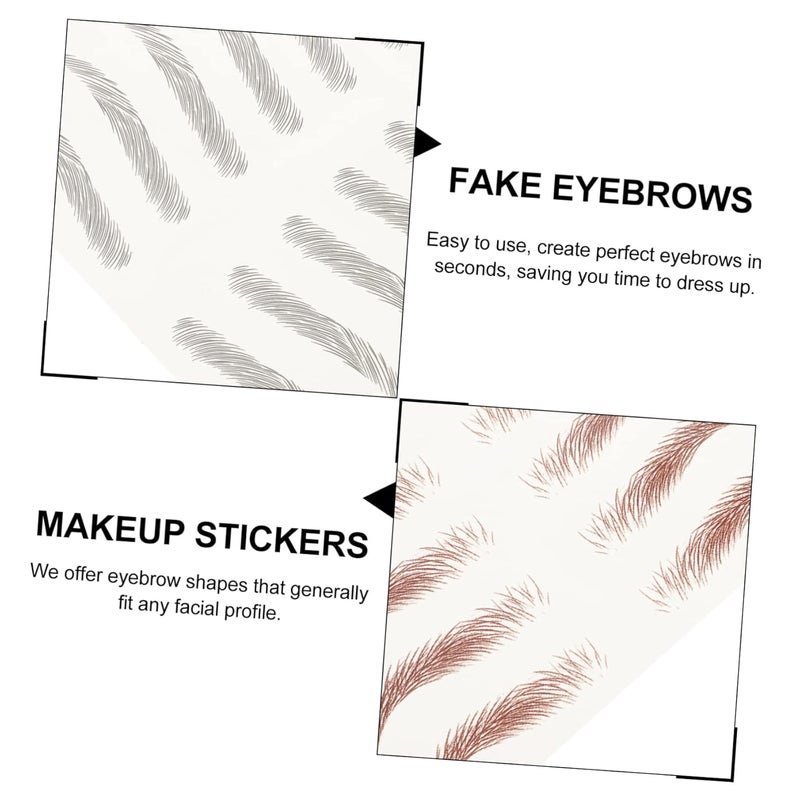 Healifty 8 Sheets Fake Eyebrow Stickers for Women Realistic Temporary Eyebrow Transfers Natural Look Tattoo Decals for Sparse Brows Easy Application - Image 2