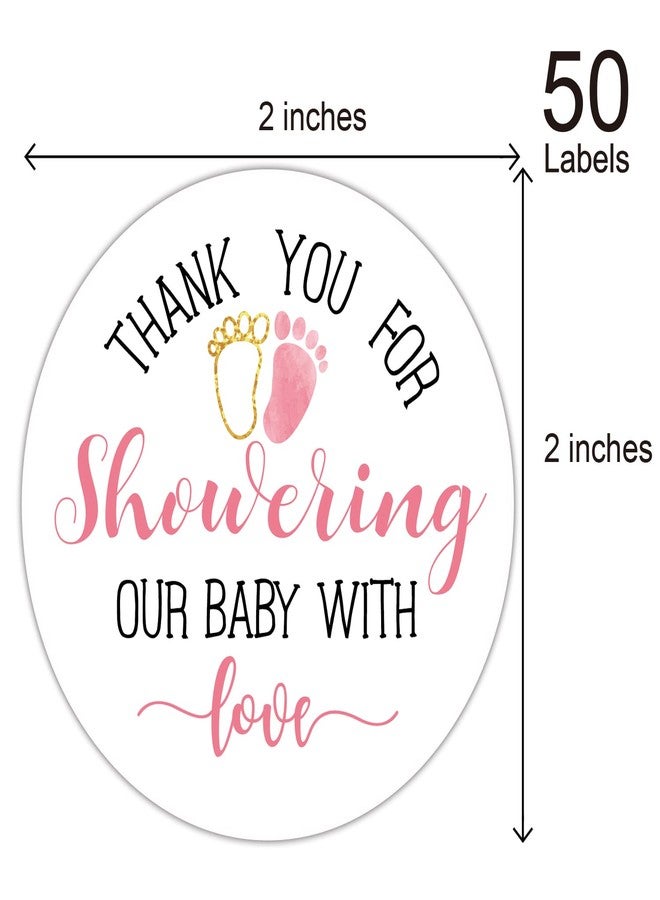 EKSPLODI Pink Baby Shower Stickers - Thank You Favors for Girls, 2 Inch, Pack of 50 - Image 3