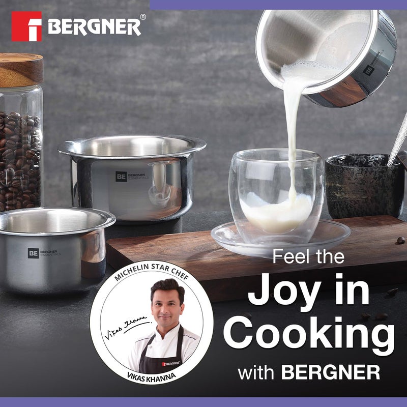 BERGNER Bergner BE Bergner Essentials TriPly Stainless Steel Junior 10 cm 500 ml TopePatilaTopia Even Heat Distribution Consumes Less Oil Easy to Clean Induction Bottom and Gas Ready 5Year Warranty  - Image 2