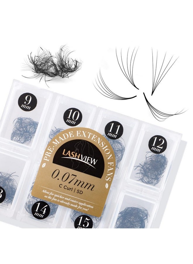 LASHVIEW 1000 Premade Volume Fans Mixed Lengths 9 16Mm Loose Fans C D Curl. Handmade Eyelash Extensions Supplies Russian Volume Lash Promade Fan 5D10D(0.07 5D C 9 16Mm）  - Image 2