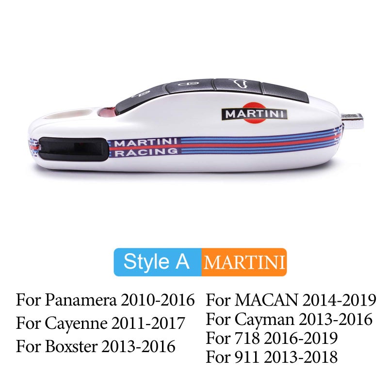 CHEYA Car Key Case Keyshell Covers for Porsche Panamera，Cayenne，Macan，Boxster，Cayman，718，911 (Martini, Style A) - Image 2