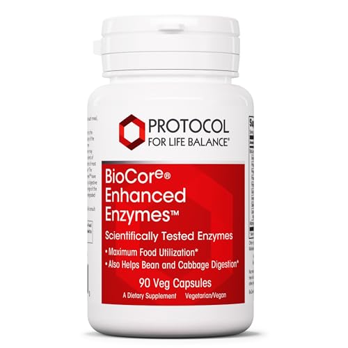 Protocol For Life Balance Protocol BioCore Enhanced Enzymes - Helps Digest Beans & Cruciferous Vegetables* - Digestion Supplement* - Amylase & Lipase - Kosher & Vegan - 90 Veg Capsules - Image 1