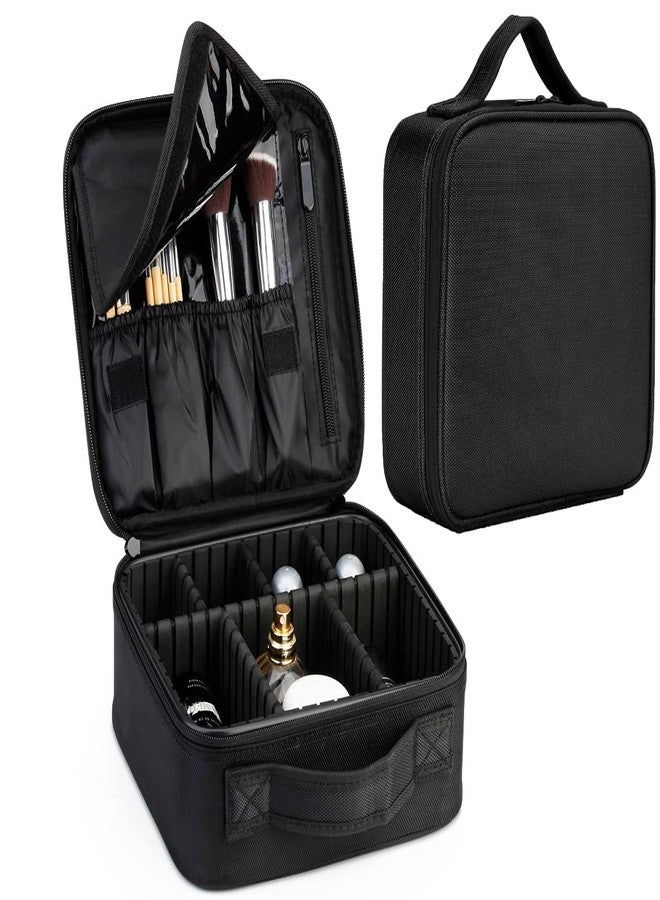 Trendegic Multipurpose Cosmetic Makeup Kit Storage Organizer Travel Toiletry Handbag with Adjustable Compartment for Women Girls (Black) - Image 4