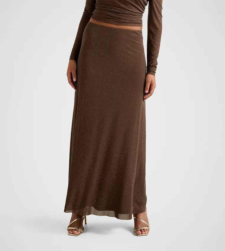 فورايفر نيو Sidney Heatseal Mesh Maxi Skirt