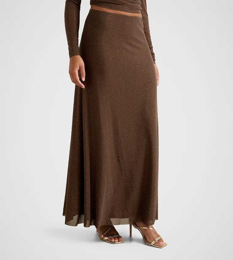 فورايفر نيو Sidney Heatseal Mesh Maxi Skirt