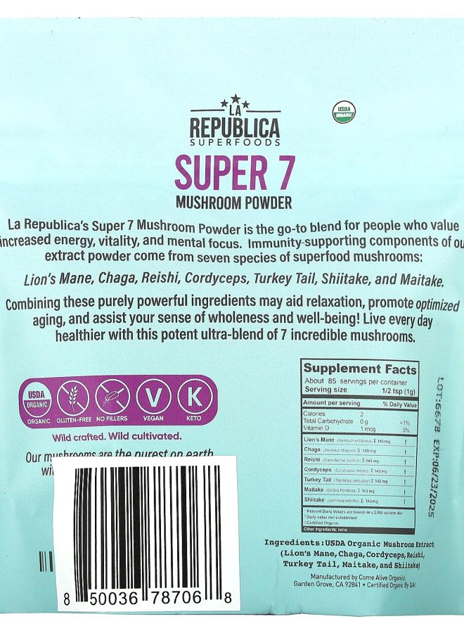 LA Republica مسحوق فطر سوبر 7 3 أونصة (85 جرام) - Image 2