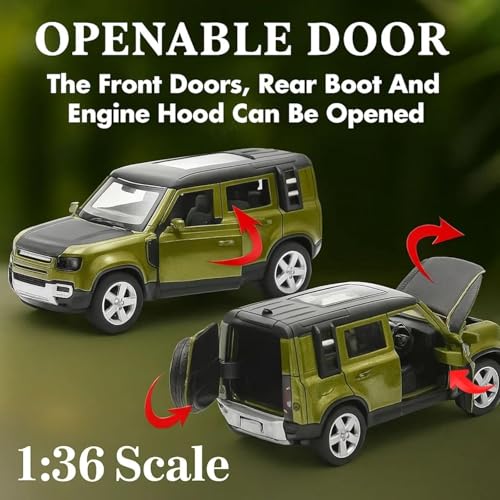 GRAPHENE 1:36 Scale Die Cast Metal Pull-Back Action Openable Doors Defender Toy Car Alloy Body Realistic Vehicle Toy for Kids Off Road for Boys Girls 2+yrs (Pack of 1) - Image 4