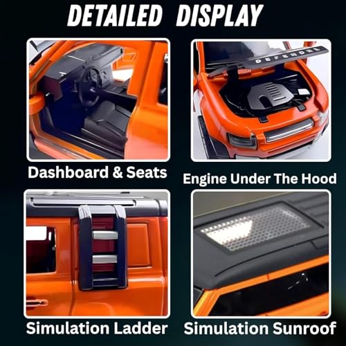 GRAPHENE 1:36 Scale Die Cast Metal Pull-Back Action Openable Doors Defender Toy Car Alloy Body Realistic Vehicle Toy for Kids Off Road for Boys Girls 2+yrs (Pack of 1) - Image 3