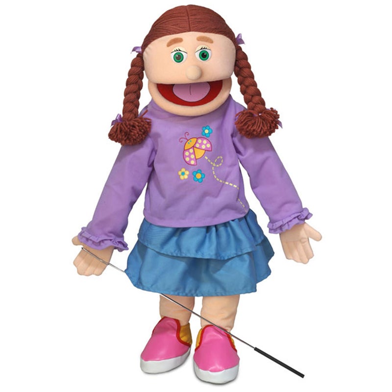 Silly Puppets 25" Amy, Peach Girl, Full Body, Ventriloquist Style - Image 1