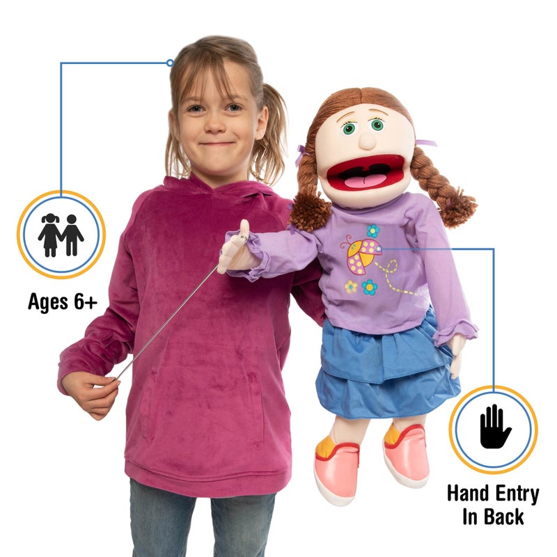 Silly Puppets 25" Amy, Peach Girl, Full Body, Ventriloquist Style - Image 2