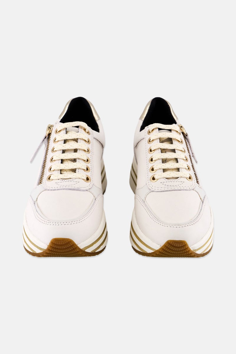 GEOX Women Lace Up Casual Sneaker, White - Image 4