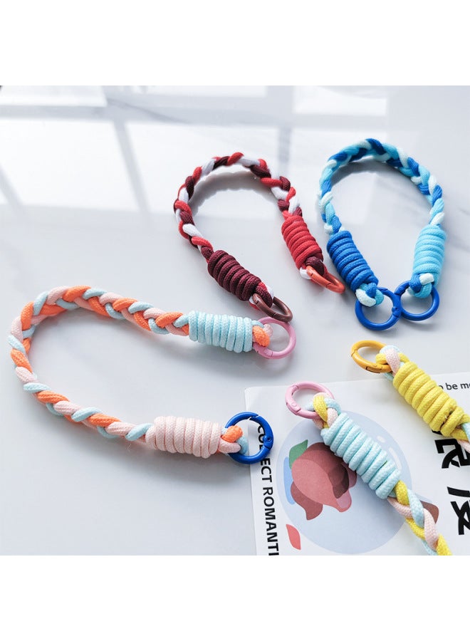 Dopamine Color Woven Three Strands Of Twist Short Rope Mobile Phone Lanyard Cup Keychain Universal Portable Wholesale-Specifications Support Image Upload:Gld-sl330-05-braided Twist Short Lanyard-red, Brown And White  - Image 3