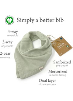 Kishu Baby Kishu Baby Indi Premium Organic Bandana Scarf Bib with Snaps (Sage)  - Image 2