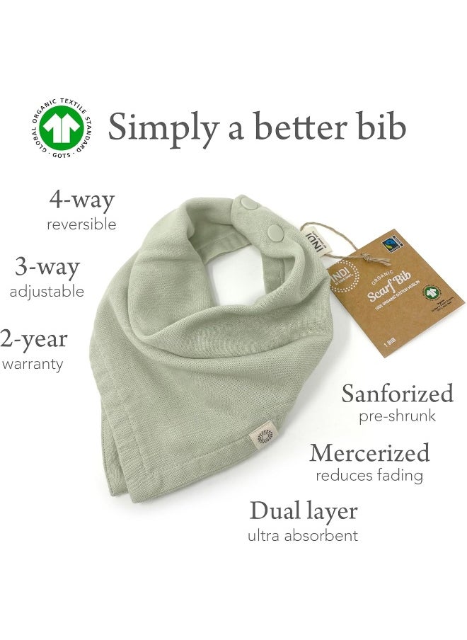 Kishu Baby Kishu Baby Indi Premium Organic Bandana Scarf Bib with Snaps (Sage)  - Image 2