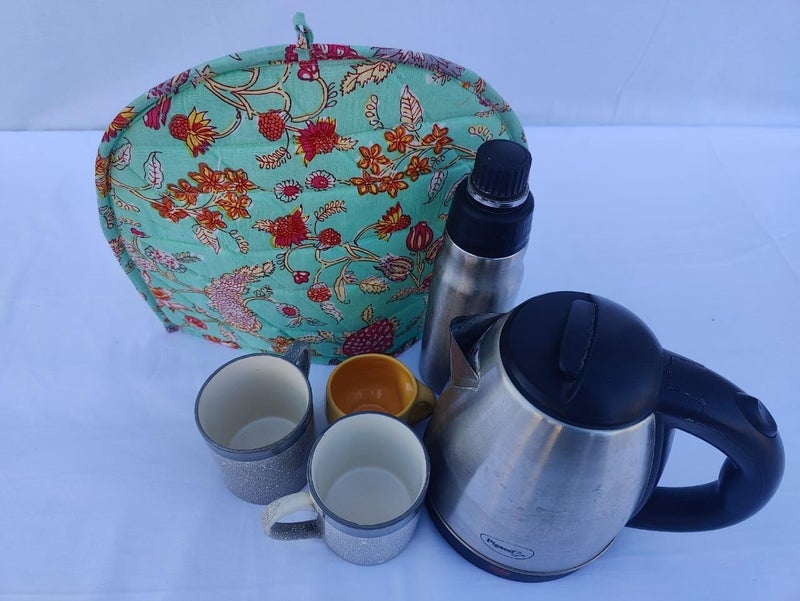 Malan Bai غطاء شاي مالان باي ماندالا الأبيض المصنوع يدويًا لشتاء دافئ غطاء إبريق الشاي القطني غطاء القهوة الساخنة ديكور مطبخ مصنوع يدويًا العلامة التجارية: مالان باي (نمط 8) - Image 3
