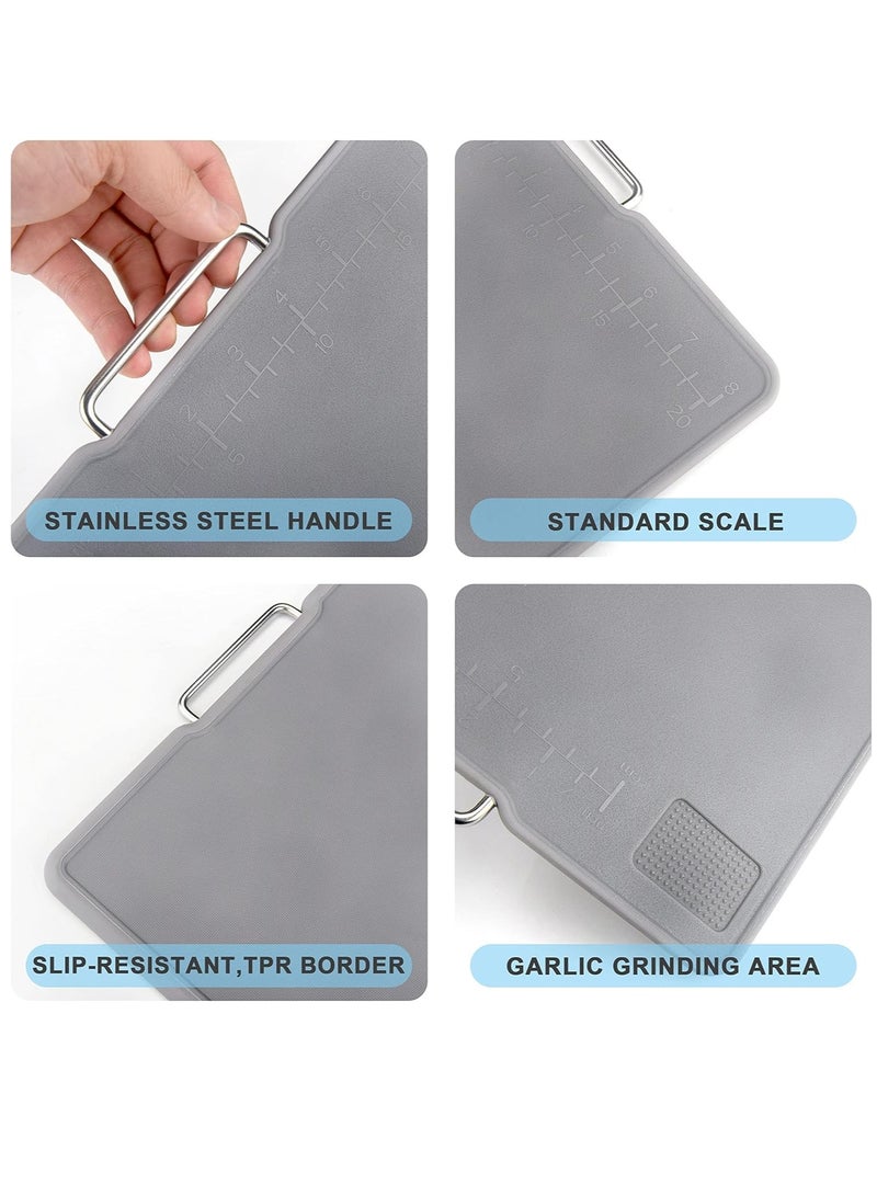 KASTWAVE Cutting Boards For Kitchen Dishwasher Safe,Set Of 3 With Holder,Plastic Cutting Boards With Easy-Grip Handles.Garlic Grinding Area. BPA Free,Non-Porous Non-Slip Feet - Image 3