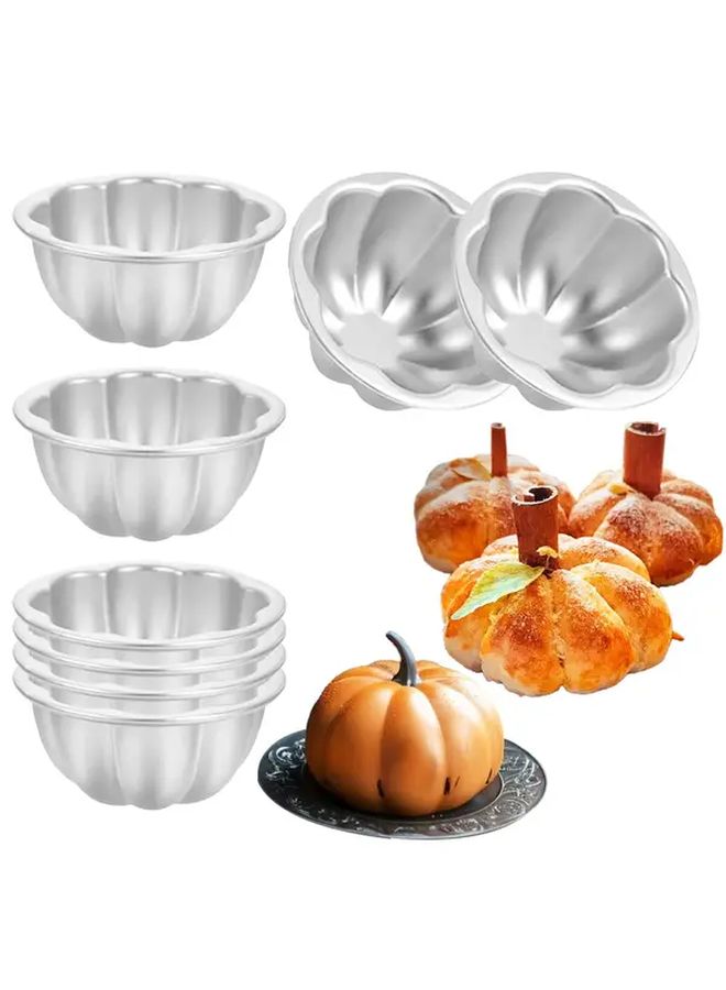 8pcs Pumpkin Cake Moulds Nonstick Aluminium Alloy Reusable Baking Mold - Image 1