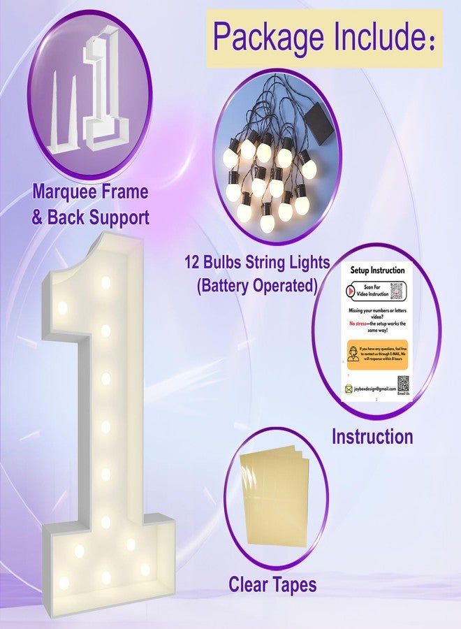 JoyBox Design 4FT Light Up Numbers Pre-Cut Frame Giant Marquee Numbers 1, Mosaic Numbers for Balloons, First 1st 21st Birthday Anniversary Decorations Party Decor - Image 3