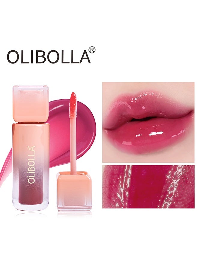OLIBOLLA Jelly Tinted Glow Tint, Water-glow mirror-like lip gloss lip balm, long-lasting moisturizing and color-resistant 04# - Image 1