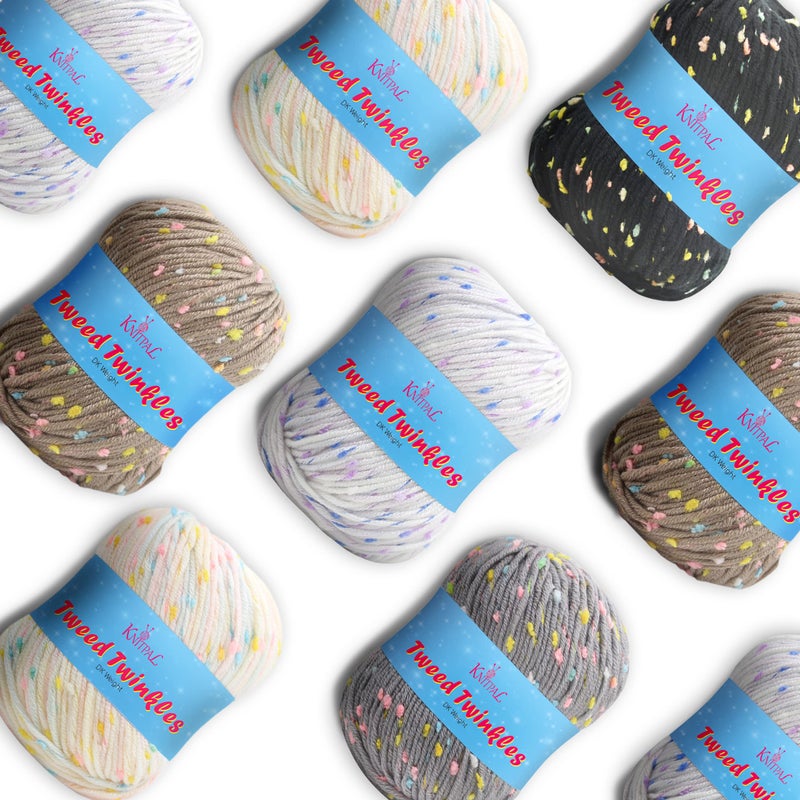 Tweed Twinkles Soft Baby Yarn for Crocheting 8 Skeins 696Yds400G Free Patterns  Acrylic Baby Blanket Knitting Yarn with Flecks  Size 3 DK Light Worsted Weight  Neutral Pack