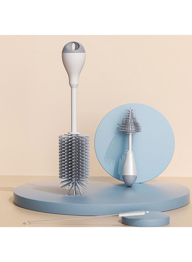 مجموعة فرشاة سيليكون 3 في 1 لتنظيف زجاجات الأطفال مع خطافين