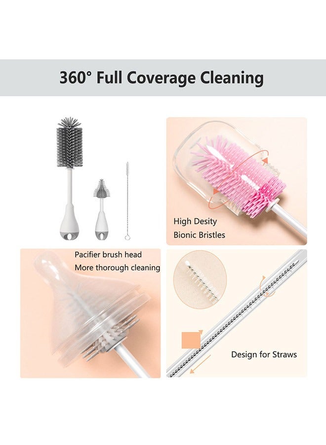 مجموعة فرشاة سيليكون 3 في 1 لتنظيف زجاجات الأطفال مع خطافين