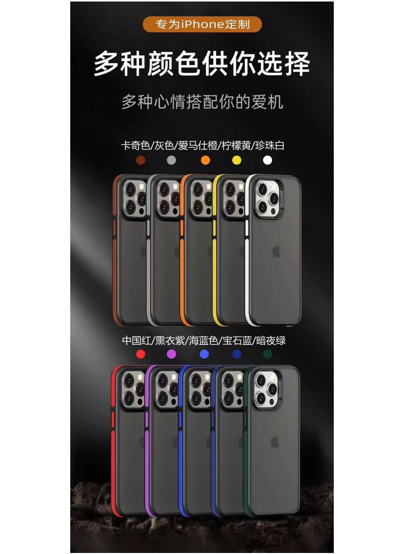 Generic - A back cover with a matte texture a delicate colored frame shock protection and protection for the camera from breakage For Iphone 15 (Grey) - Image 1